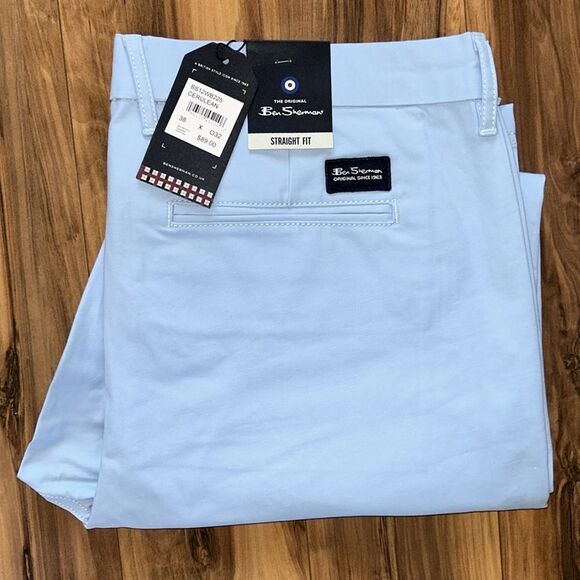 NEW Ben Sherman Mens Light Blue Straight Fit Pants - Picture 4 of 9